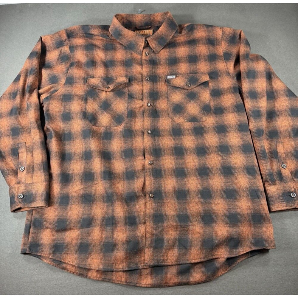 Dixxon Flannel Shirt Mens 3X The Deadwood Burnt Orange Black Plaid Pearl Snap